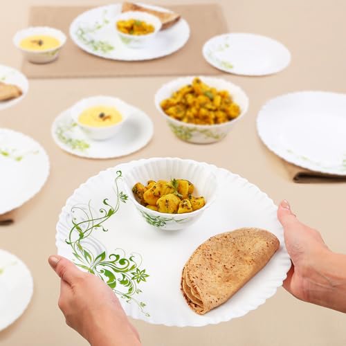 Larah by Borosil Erba Opalware Dinner Set, 13 -Piece, White - Image 3