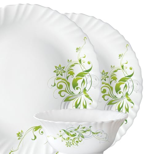 Larah by Borosil Erba Opalware Dinner Set, 13 -Piece, White - Image 4