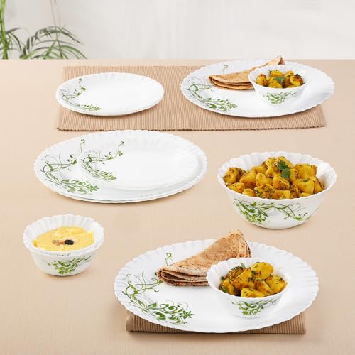 Larah by Borosil Erba Opalware Dinner Set, 13 -Piece, White - Image 6