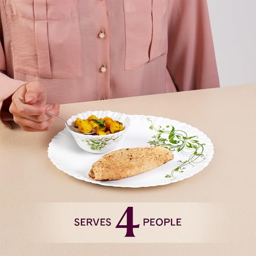 Larah by Borosil Erba Opalware Dinner Set, 13 -Piece, White - Image 7