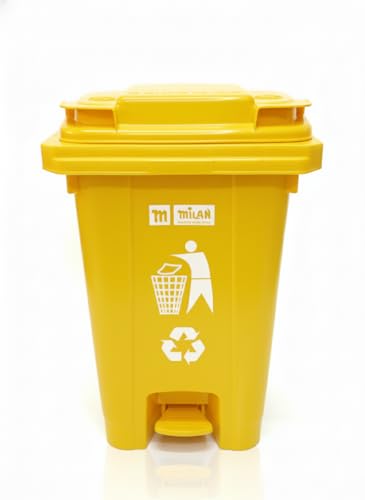 Milan Plastic Garbage Waste Dustbin with Step-On Pedal 65 Ltr Yellow