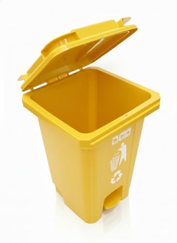 Milan Plastic Garbage Waste Dustbin with Step-On Pedal 65 Ltr Yellow - Image 3