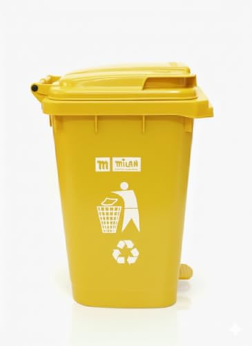 Milan Plastic Garbage Waste Dustbin with Step-On Pedal 65 Ltr Yellow - Image 4