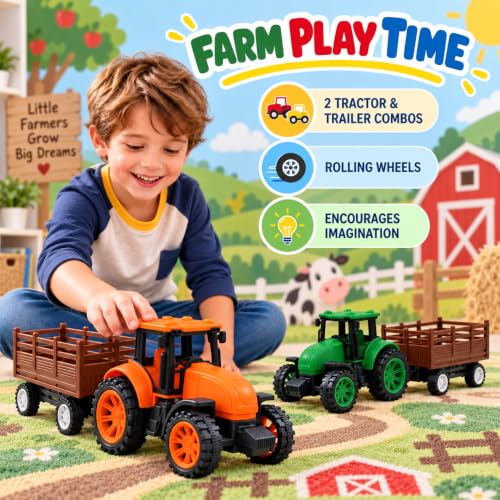Toy Tractor with Trailer Combo