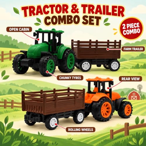 Toy Tractor with Trailer Combo