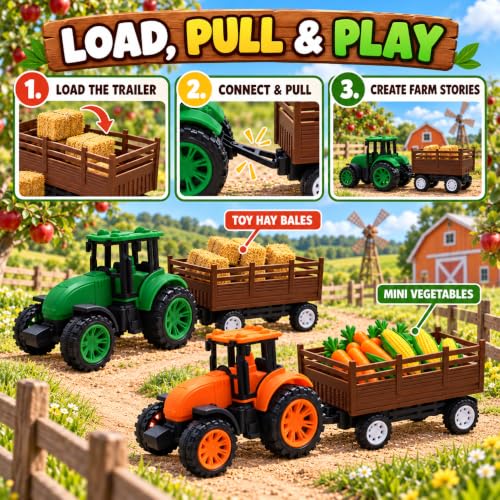 Toy Tractor with Trailer Combo