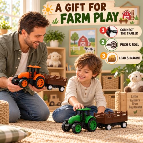 Toy Tractor with Trailer Combo