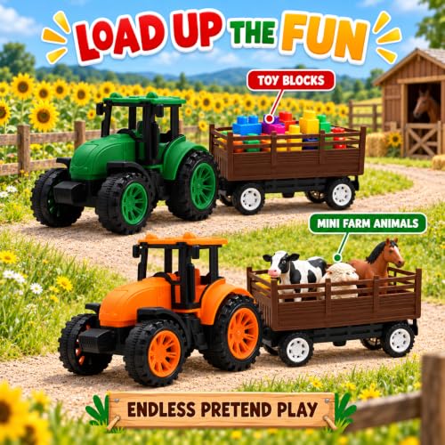 Toy Tractor with Trailer Combo