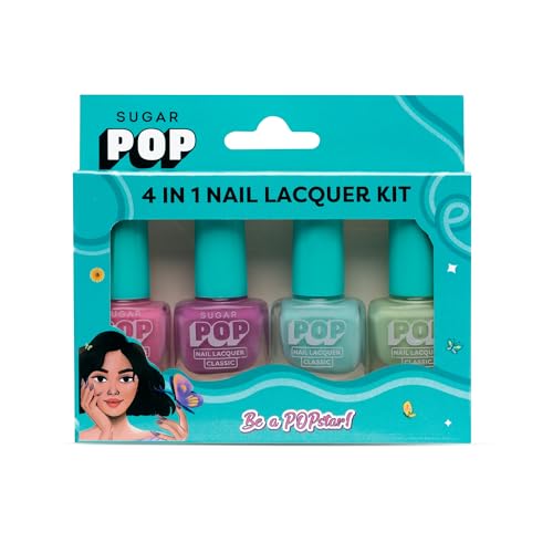 SUGAR POP 4 In 1 Matte Finish Nail Lacquer Kit- 04 Pastel Paradise,20 Milliliters