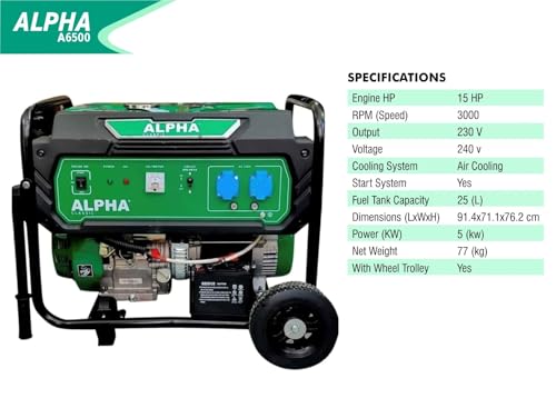 AK POWER SERVICE ALPHA CLASSIC A6500-5500W Self Start Generator Green - Image 7