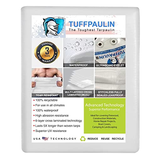TUFFPAULIN 10 x 8 Ft 120 GSM Transparent Waterproof Tirpal - Image 3