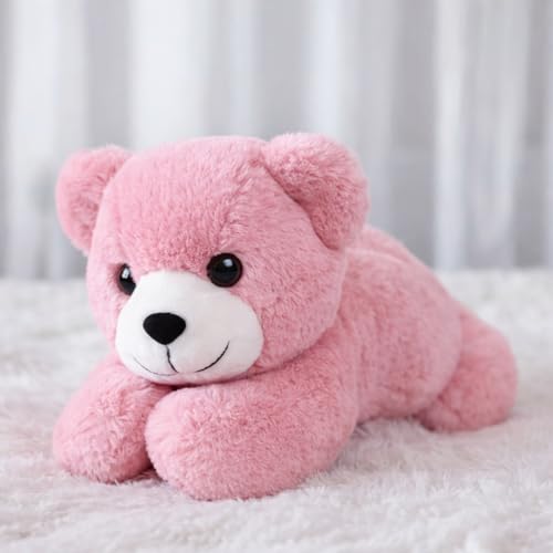 Plush Sleepy Bear Stuffed Toy, 20 cm, Soft Velvet Material, Pink