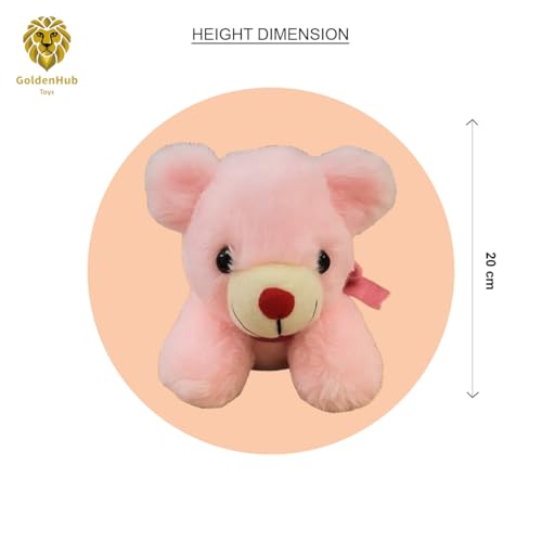 Plush Sleepy Bear Stuffed Toy, 20 cm, Soft Velvet Material, Pink - Image 2