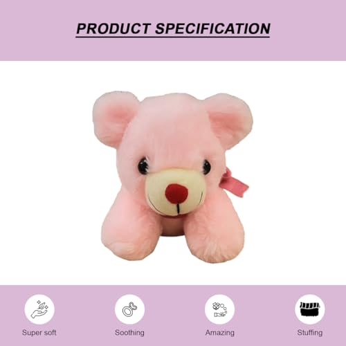Plush Sleepy Bear Stuffed Toy, 20 cm, Soft Velvet Material, Pink - Image 3