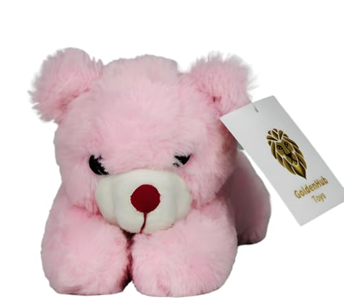 Plush Sleepy Bear Stuffed Toy, 20 cm, Soft Velvet Material, Pink - Image 6