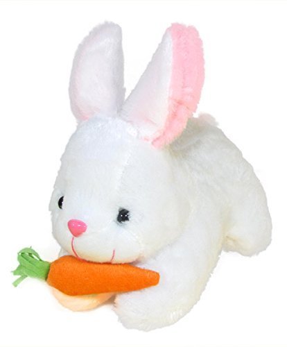 Rabbit with Carrot Stuffed Soft Plush Toy, White 26 cm Pack of 1
