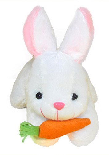 Rabbit with Carrot Stuffed Soft Plush Toy, White 26 cm Pack of 1 - Image 3