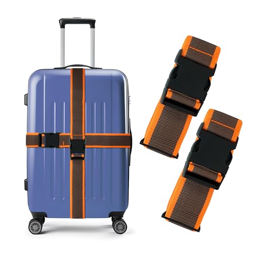 Storite Luggage Strap for Suitcase & Trolley Bag, Orange, Pack of 2
