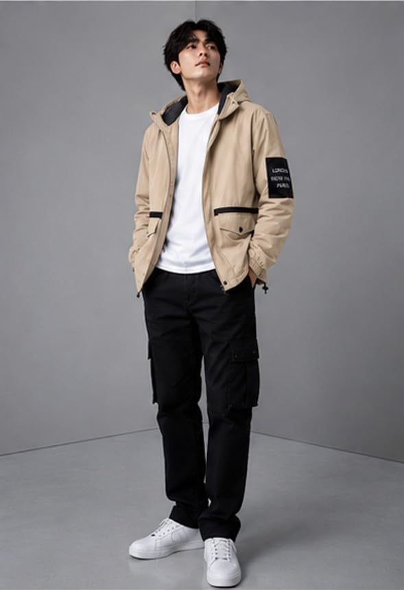 Men's Hooded Jacket Black Lightweight