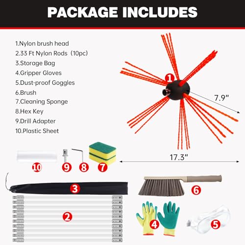 33 Feet Chimney Sweep Kit
