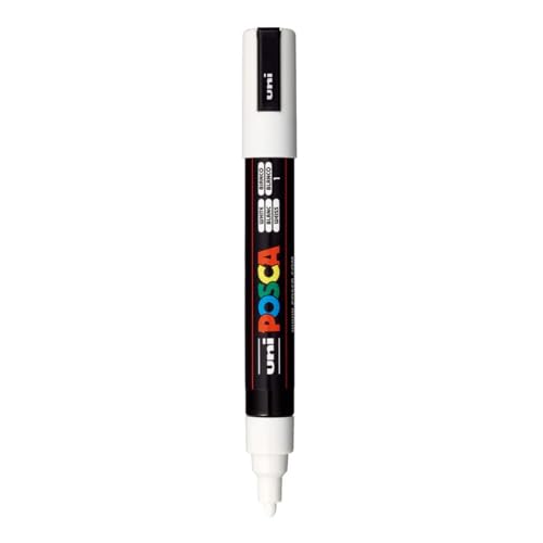 POSCA PC-5M Marker | 1.8-2.5 mm Bullet Shaped Tip (White Ink)
