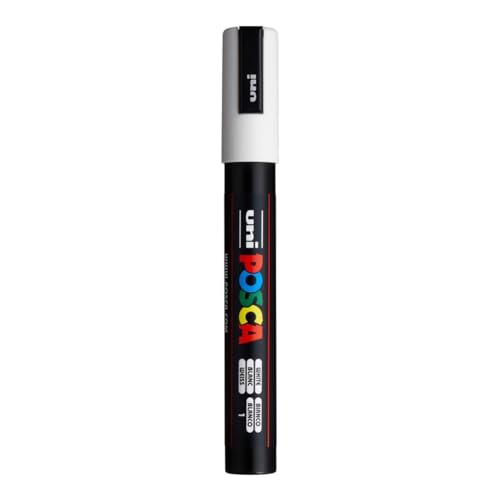 POSCA PC-5M Marker | 1.8-2.5 mm Bullet Shaped Tip (White Ink) - Image 2
