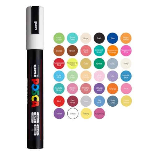 POSCA PC-5M Marker | 1.8-2.5 mm Bullet Shaped Tip (White Ink) - Image 5
