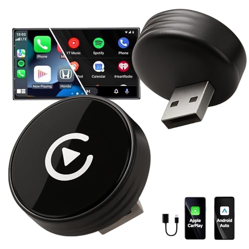 Carlizem® Wired to Wireless Android Auto & Carplay Adapter Cortex A7 Pro Processor| Quick Connection & Auto Reconnect | Bluetooth 5.4 & 5.8Ghz WiFi| 9 Months Warranty | Easy to Use & Setup