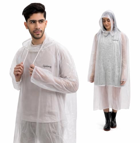 Lifelong Waterproof Unisex Rain Coat Hooded Full Sleeves Outdoor Men, Women, Boys & Girls Rainwear Poncho Raincoat for Camping, Hiking & Travelling (1Pc)