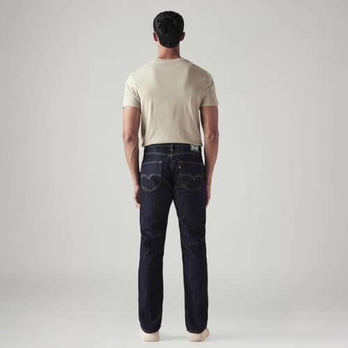 Levi's Men's 505 Dark Indigo Straight Fit Mid-Rise Jeans - Image 2