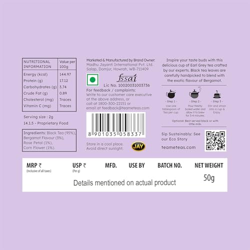 TE-A-ME Earl Grey Tea Tin 50 Grams | Black Tea | Earl Grey Tea - Image 7