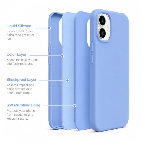 Silicone Case for iPhone 17, Soft-Touch Shockproof Phone Cover (Blue) - Image 4