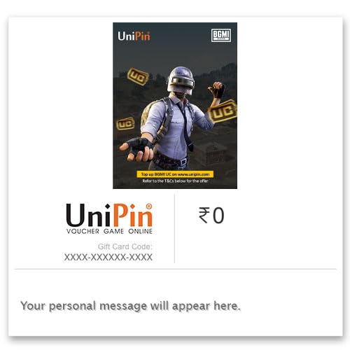 UNIPIN - BGMI UC | Flat 5% discount | E- Gift Card | Instant Delivery