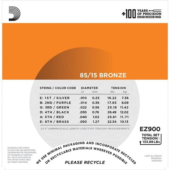 D'Addario Bronze Acoustic Guitar Strings_{.010-.050_Extra
