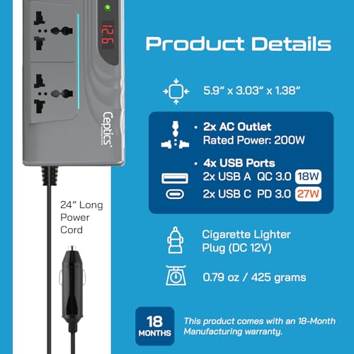 Ceptics 200W Car Power Inverter