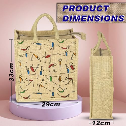 SNDIA Pack of 2 Eco Friendly Reusable Yoga Printed Jute Bag - Image 3