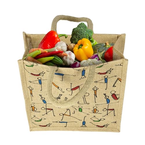 SNDIA Pack of 2 Eco Friendly Reusable Yoga Printed Jute Bag - Image 6