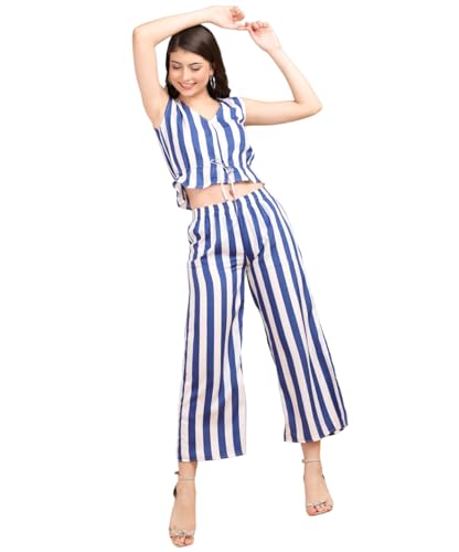 POPWINGS Casual Stripe Printed Crop