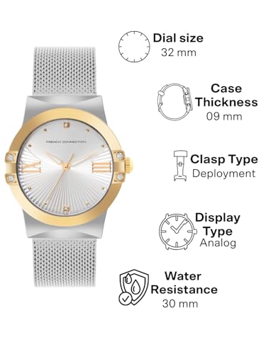 French Connection Chic Silver Round Dial Women's Watch - FCU1SM - Image 5