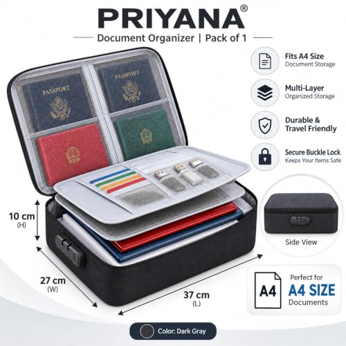 Fireproof Waterproof Document Organizer Bag with Lock & Multilayer - Image 3