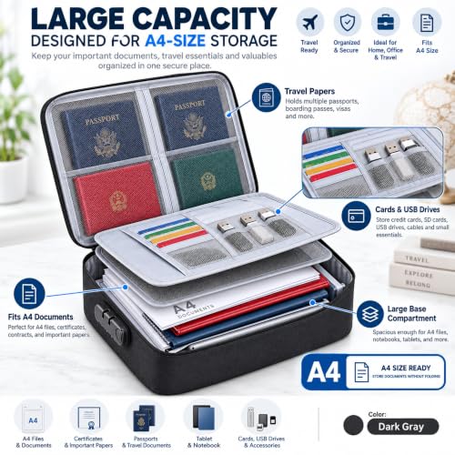 Fireproof Waterproof Document Organizer Bag with Lock & Multilayer - Image 5