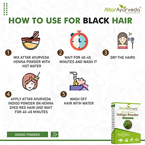 Attar Ayurveda Indigo Powder for black Hair (200 grams) - Image 6