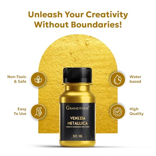 GRANOTONE Venezia Metallic Acrylic Paint Gold 50ml Extra Sheen - Image 2
