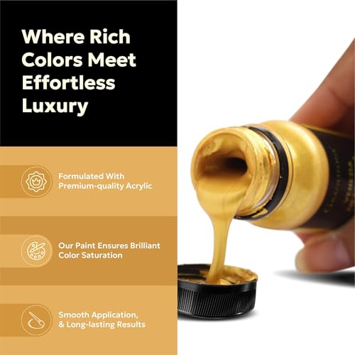 GRANOTONE Venezia Metallic Acrylic Paint Gold 50ml Extra Sheen - Image 3