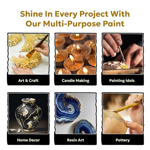 GRANOTONE Venezia Metallic Acrylic Paint Gold 50ml Extra Sheen - Image 5