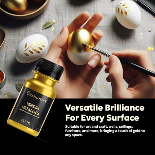 GRANOTONE Venezia Metallic Acrylic Paint Gold 50ml Extra Sheen - Image 6