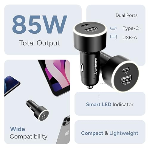 Ambrane 85W Car Charger, Mobile
