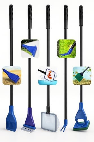 Buraq Pets 5 in 1 Aquarium Cleaning Kit | Algae Scraper with Fish Tank Tools