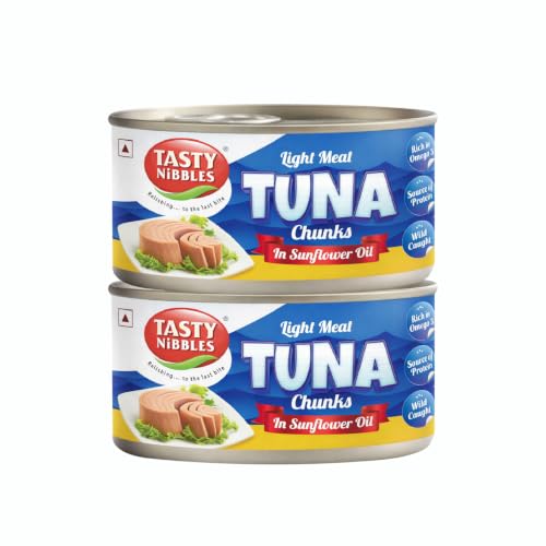 Tasty Nibbles Light Meat Tuna Chunks in Sunflower Oil, 185 g X 2