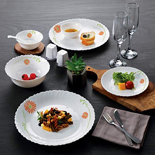 Cello Opalware Dazzle Livid Lilac Floral Dinner Set, 19Pcs, White - Image 6